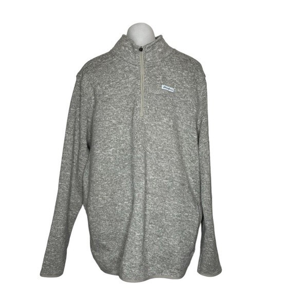EDDIE BAUER 1/4 Zip Knit Fleece Beige Pullover Mock Neck Size XXL - Picture 3 of 8